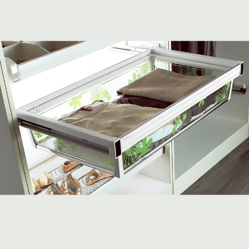 Soft -Closing Storage Glass Basket - White